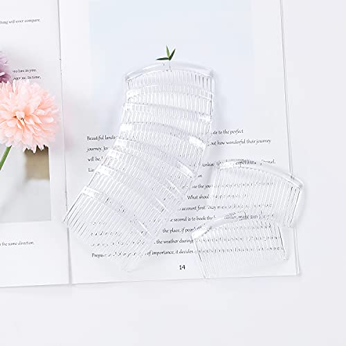 Cinaci 30 Pack Small Clear White Plastic Hair Side Combs Slide Bun Holder with 14 Teeth DIY Headpieces Thin Fine Hair Clips Grips French Twist Barrettes Accessories for Women Girls Wedding Brides Veil