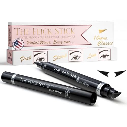 Winged Eyeliner Stamp For Quick and Easy Cat Eye Makeup, SmudgeProof & Waterpoof Eye Liner Cat Eye Stencil Makeup Tool, Wingliner, Liquid Eyeliner Pens (10mm Classic, Midnight Black)