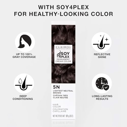 Clairol Professional Permanent Cream Hair Color | Blonde, Brown, Black, & Red-Violet Shades for 100% Gray Coverage | Deep Conditioning & Fade Resistant Results