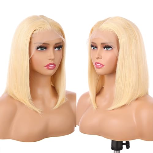 613 Blonde Bob Wig Human hair 180 Density 13x4 Blonde Lace Front Wigs Human Hair Pre Plucked With Baby Hair 613 HD Lace Frontal Wig Straight Glueless Wigs Short Bob Wig For Women 10 Inch