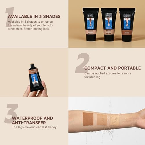 Leg Makeup Waterproof No Transfer, Leg Vein Cover up Makeup, Long-Lasting Body Concealer Makeup Lotion, Coverage for Vein, Scar, Tattoo for All Skin Tones (Fairest Glow)