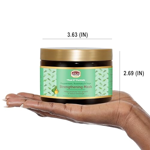 African Pride Feel It Formula Hair Strengthening Mask Treatment with Peppermint, Rosemary & Sage, For All Hair Types - Aids Hair Growth, Nourishes Split Ends & Dry Scalp, 12oz (Pack of 1)