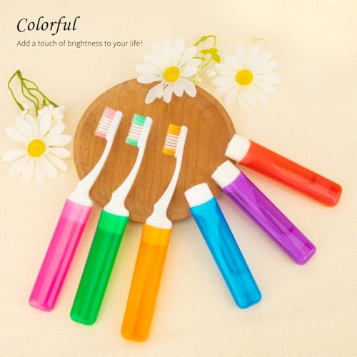 Travel Toothbrush 4 Pack Mini Toothbrushes Soft Travel Toothbrush Set Portable Folding Traveling Size Tooth brush with Toothbrush Case Individually Wrapped Small Toothbrushes for Home Camping Hiking