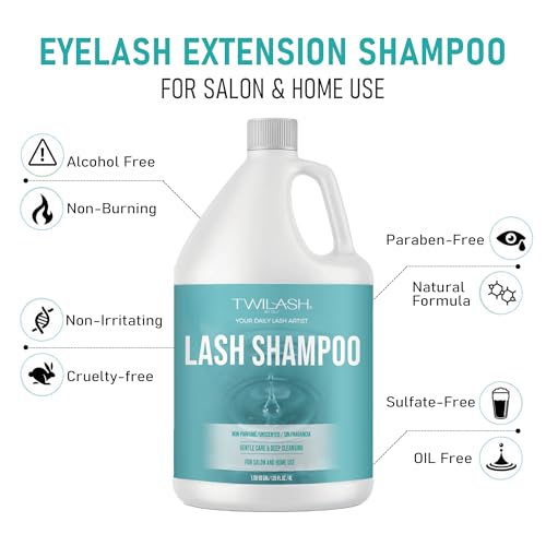 Lash Shampoo Bulk, Eyelash Cleanser for Extensions 4 Liters, Dispenser Pump, Safe Makeup Remover, Non-irritating or Burning Eyelid Foaming Cleanser for Professional Salon and Home Use (Unscented-4L)