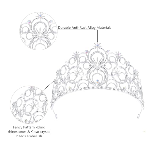 Crystal Crowns for Women, Crystal Bubble TiaraBride Royal Queen Headband Princess Headpieces for Women Bridal Wedding Prom Birthday Party Crowns