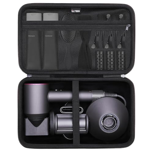 L LTGEM Hair Dryer Case Compatible with Dyson Supersonic Hair Dryer, Laifen SE/SE Lite, Slopehill 1902, Cosy Companions ZCY883, ANNE BETTY Blow Dryer Cases, Blow Dryer Storage Cases, Black(Case Only)