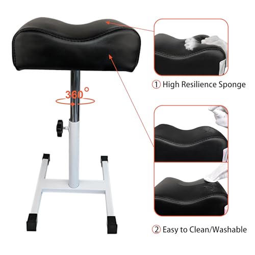 Pedicure Stand Stool Footrest Stand Adjustable Height Technician SPA Beauty Stand Stool with Non-Slip SPA Salon Home Equipment Black