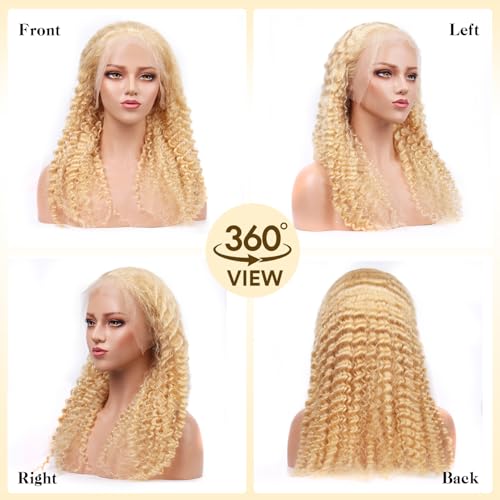 28 Inch 13x6 Lace Front Wigs Human Hair 613 Deep Wave Blonde 13x6 HD Lace Front Wigs Human Hair 200% Density Pre Plucked with Baby Hairs Wigs For Women Female