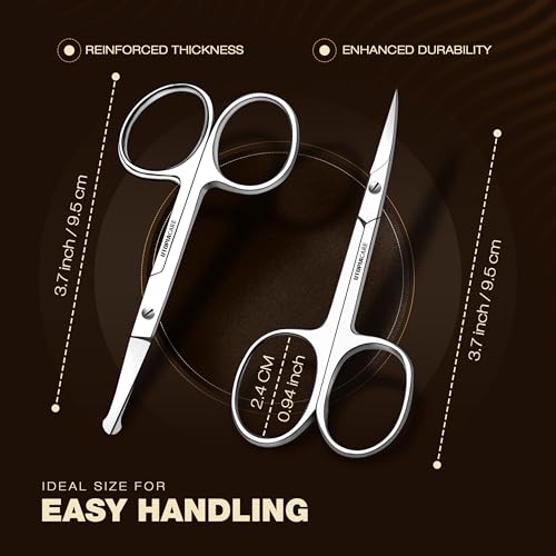 Utopia Care Eyebrow Scissors, Professional Stainless Steel Small Shears for Men and Women, Nose Hair Scissors for Grooming Mustache, Beard, Eyelashes, Ear Hair Trimming, Silver