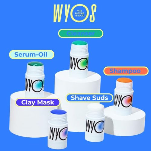 WYOS Face Cleanser Stick 3 Pack, Travel Friendly No Leaks, Vegan, Cruelty Free, Sulfate Free, Paraben Free, Safe For Sensitive Skin, Hydrating Glycerin Enriched Facial Wash
