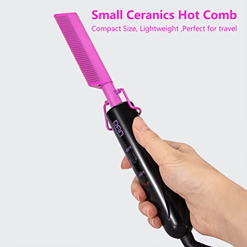 DAN Technology Dual Voltage Ceramic Pressing Comb - 450¡ÆF Fast Heating Mini Straightener for Lace Front Wigs and Black Women's Hair
