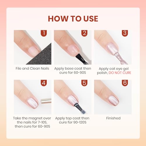 Magnetic Gel Nail Polish - 12 Colors Moonlight Cat Eye Gel Nail Polish with Magnetic Stick Cateye Gel Polish Soak Off UV LED Nail Lamp Nail Art Manicure Salon Valentine's Day Gift for Women