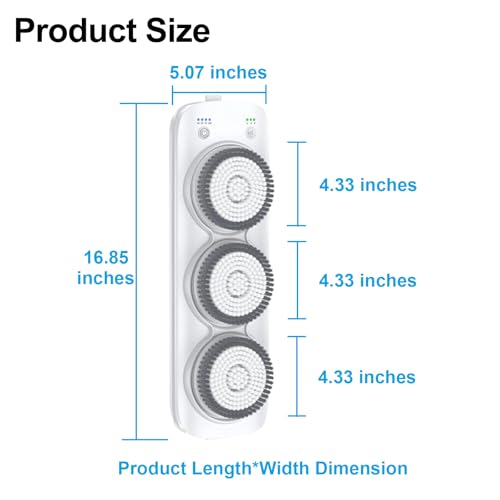 Electric Back Scrubber for Shower, Wall Mounted Electric Shower Back Scrubber, Dry Brushing Body Brush for Bathing, Cleansing, Exfoliating and Massaing, with 3 Spin Skin Bath Brush Heads