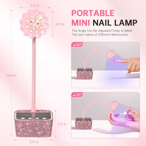 UV Nail Lamp, Mini UV Light for Gel Nails Polish, Rechargeable Nail Dryer with 4 Timers, Quick Drying Cordless Goosenecks Home Nail Salon DIY Manicure