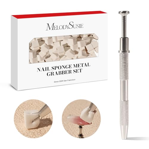 MelodySusie 100Pcs Soft Nail Sponges for Ombre, Nail Art Sponges With Grabbing Pen, Blooming Nails, Gradient Nail, Manicure Nail Art Tools, Professional Accessories Supplies for Home and Salon Use