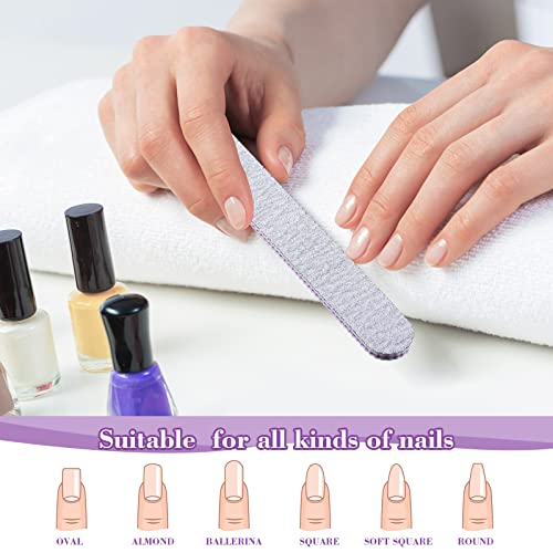 200 Pcs 4 Styles Nail Files Bulk 100/180 Grit Double Sides Professional Reusable Emery Board Nail Files for Acrylic Manicure Tools Suit for Home Salon
