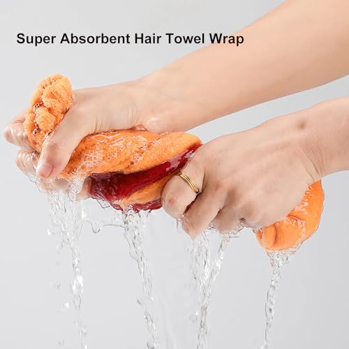 Ultra Absorbent Hair Quick Drying Towel for Women Girls New Microfiber Hair Towel Wrap Dry Turban Soft Bow Tie Plopping Head Towels Shower Cap for Kids (Red)