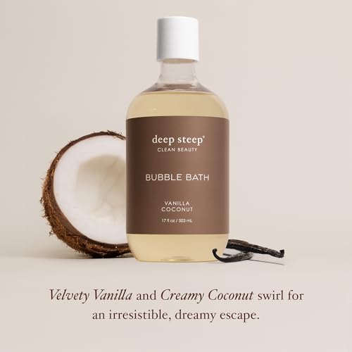 Deep Steep Bubble Bath, Vanilla Coconut 17 oz ? Hypoallergenic, Clinically Tested Soothing Soak with Shea Butter & Argan Oil ? Sulfate-Free