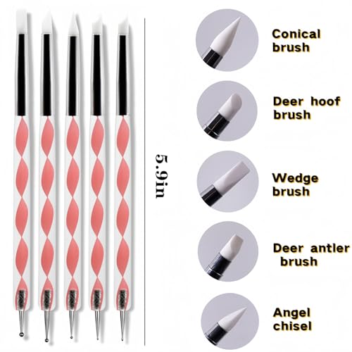 Nail Art Tools Set ? 15 Nail Art Brushes + 5 Dotting Pens with Nail Stand Holder ? Professional Nail Design Kit for DIY Manicure & Salon Use