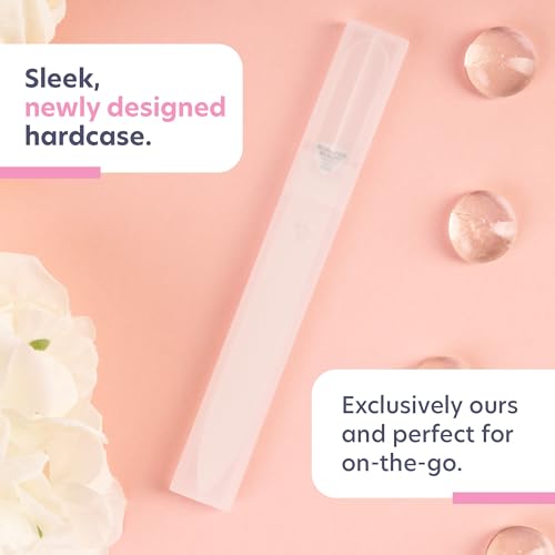 Bona Fide Beauty Czech Glass Nail File (Clear Color) - Crystal Fingernail File for Natural Nails with Clear Hardcase, Gifts for Women