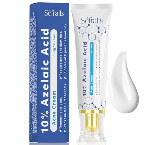 10% Azelaic Acid Acne Cream, Premium Azelaic Acid Facial Cream - Redness Relief For Face, Redness Reducing Skin Care, Prevents Acne Breakouts, Ease Pimple Clarify Skin Soothe Irritation,1 Oz