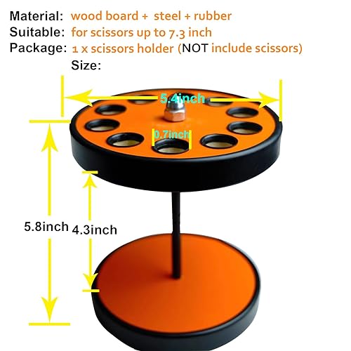 Rotating Hair Scissors Holder, Wooden Barber Scissors Storage Holder Salon Shears Holder Hair Stylist Scissors Container Hairdressing Tools Organizer Orange