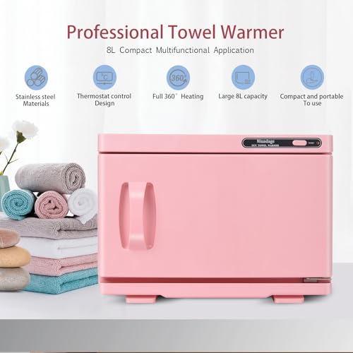 Hot Towel Warmer Cabinet 8L, Facial & Spa Towel Warmer Auto Reheat, Perfect for Estheticians - Pink