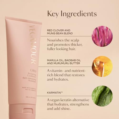 VEGAMOUR GRO Revitalizing Conditioner | Smooths, Strengthens and Adds Shine to Thinning Hair | Clean, Vegan, Cruelty-Free, Clinically Proven and Color Safe
