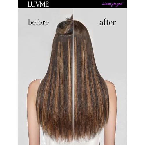 LUVME Straight Seamless 20inch 110g 7Pcs Clip in Hair Extensions Full Max Remy Human Hair Extensions, Highlight Color 100% Real Soft