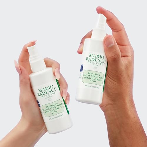 Mario Badescu Repairing HOCl Facial Spray with Hypochlorous Acid – Soothes & Hydrates Angry, Irritated Skin, Reduce Redness & Flare-Ups – pH Balancing, Non-Irritating Cleanser, 4 Fl Oz (Pack of 2)