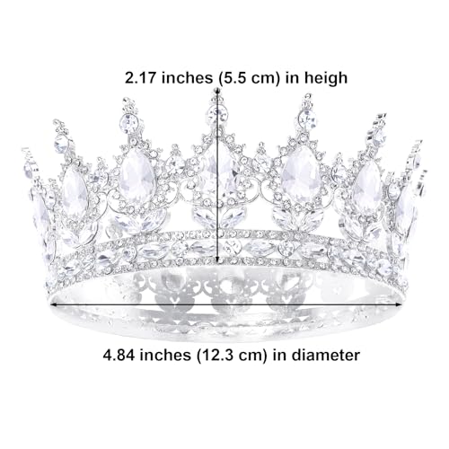Silver Queen Crown for Women Crystal Tiara for Girl Rhinestone Wedding Headband for Bride Hair Accessories for Costume Birthday Party Prom Gifts