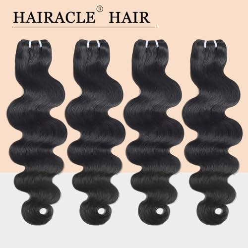 Body Wave Bundles Human Hair 20 22 24 26 Inch 12A Body Wave 4 Bundles 100% Unprocessed Brazilian Virgin Remy Hair Body Wave Human Hair Bundles Hair Extensions Natural Color