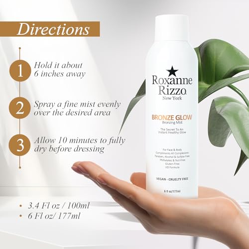 Bronze Glow ? Instant bronzer Spray Mist for Face and Body ? Hydrating Tanning Mist with Bronzer ? Blends into All Skin Tones ? Celebrity Favorite Bronzer Spray ? 6 oz