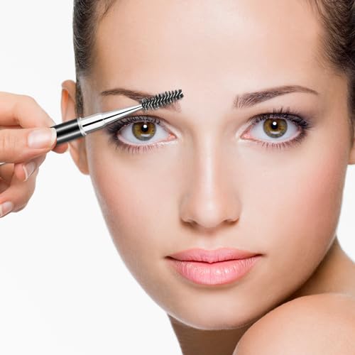 Spoolies Mascara Wands with Cap, 4 Pcs Portable Eye Lash Brush Wands Reusable Travel Eye Brow Brush Applicator Comb Makeup Tools for Eyelash Extensions Supplies, Make up Accessories for Women