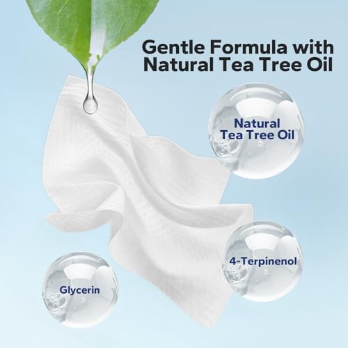 Eyelid Wipes (36 Count), with Natural Tea Tree Oil, Individually Wrapped Eyelid Cleaning Wipes for Stye Eye Treatment, Gently Cleanse Soothe and Remove Impurities, Eyelid Cleanser for Daily Use