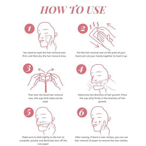 40PCS Facial Wax Strips for Hair Removal, Facial Hair Removal for Women, Waxing Kit for Women's Face, Bikini, Chest, Body, Arms, Legs, Back, & Brazilian | 40ct Waxing Strips & 4 calming Oil Wipes