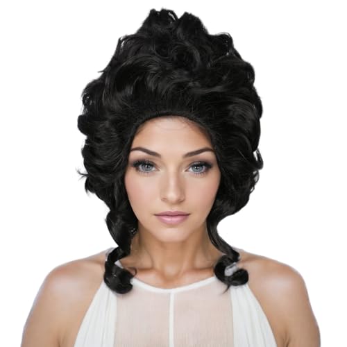 Linfairy Short Black Retro Vintage Wig Big Bouffant Beehive Wigs for Women fits 50s 80s Halloween Costume