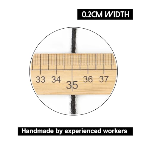8inch 60 Strands 0.2cm Width 100% Human Hair Dreadlock Extensions, Full Handmade Loc Extensions Human Hair for Men Women Kids, Permanent Dread Extensions(Natural Black)