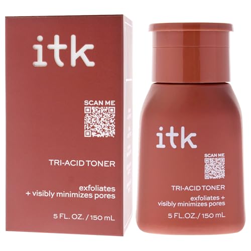 ITK Tri-Acid Facial Toner with AHA, BHA, PHA + Niacinamide - Exfoliate Face + Minimize Pores - Salicylic + Lactic Acid - Brighten Dark Spots + Glow, 5 Fl Oz