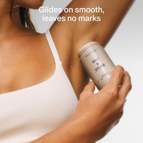 SALT & STONE Aluminum Free Deodorant | Extra Strength 48 Hour Protection for Women & Men | Made with Seaweed Extracts, Niacinamide & Prebiotics (Santal & Vetiver)