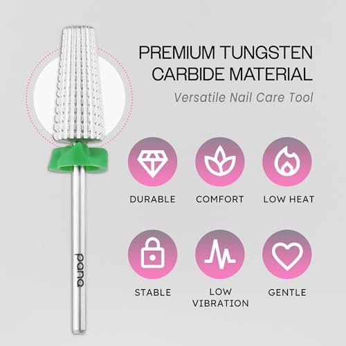 PANA Nail Carbide 5 in 1 Bit - Two Way Rotate use for Both Left and Right Handed - Fast remove Acrylic or Hard Gel - 3/32" Shank - Manicure, Nail Art, Drill Machine (Coarse - C, Silver)