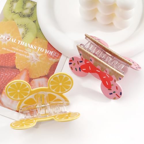 2Pcs Mouse Ears Hair Claw Clips for Women Girls, Cute Cartoon Mouse Ears Barrettes Hair Accessories for Thin Hair, Small Medium Party Fun Gifts for Theme Park Trip Essentials