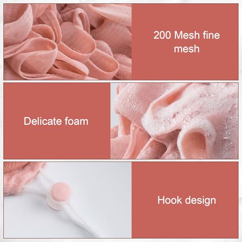 3 Pcs Soap Bar Loofah, 2 in 1 Bar Soap Loofah Pouch Can Hold Soap Effective Exfoliation for Bathing (Khaki + Coffee + Pink)