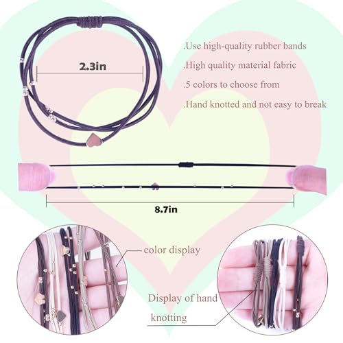 20 PCS Boho Hair Ties, Women's Hair Tie Bracelets in 5 Neutral Colors, Ponytail Holders for Thick or Thin Hair, Cute No-Damage Elastics (20PG6)