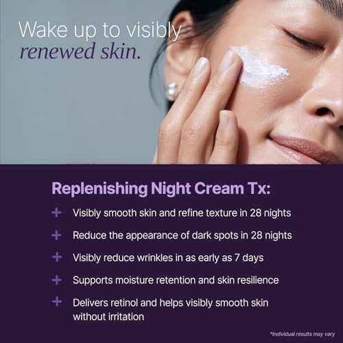 Sum Of All Replenishing Night Cream Tx for Face with Anti Aging Encapsulated Retinol, Peptides and Tsubaki Oil, Hydrating Facial Moisturizer, Fragrance-Free, Menopause Skincare for Women, 1.7 fl oz