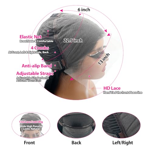 sterly 28 Inch 13x6 Lace Front Wigs Human Hair 250% Density HD Body Wave Lace Front Wigs Pre Plucked Wigs Human Hair for Women Gluless Wigs with Baby Hair #1 Jet Black