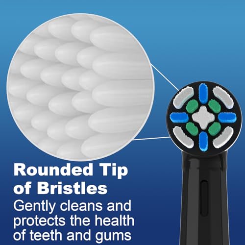 12 Pack Replacement Heads with Medium Soft Bristles Compatible with Oral b IO 2/3/4/5/6/7/8/9/10 Series Electric Toothbrush, IO Brush Heads Compatible with Oral b (Black/White)