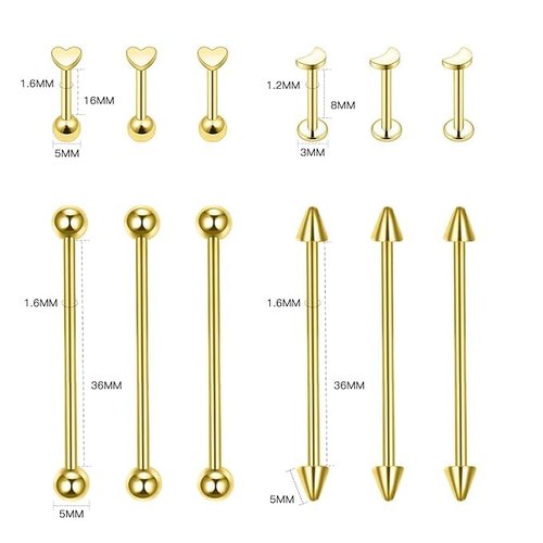 Xpircn 80Pcs Piercing Kit 316L Stainless Steel Belly Button Ring Ear Nose Septum Piercing Jewelry 20G 18G 16G 14G 12G Piercing Tools with Clamps Gloves for Body Piercing