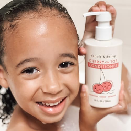 Dabble & Dollop Cherry on Top Conditioner - Natural Shine & Detangler for Kids, Paraben & Sulfate Free, Vegan, Gluten-free, Tear-Free (10oz, Pack of 2)