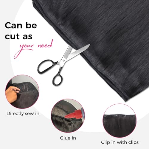 Lashey Raw Human Hair Bundles Straight 3 Bundles 14 16 18 Inches 100% Virgin Hair Bundles Soft and Silky Weave Bundles Double Weft Straight Raw Bundles Human Hair Hair Extension Natural Black